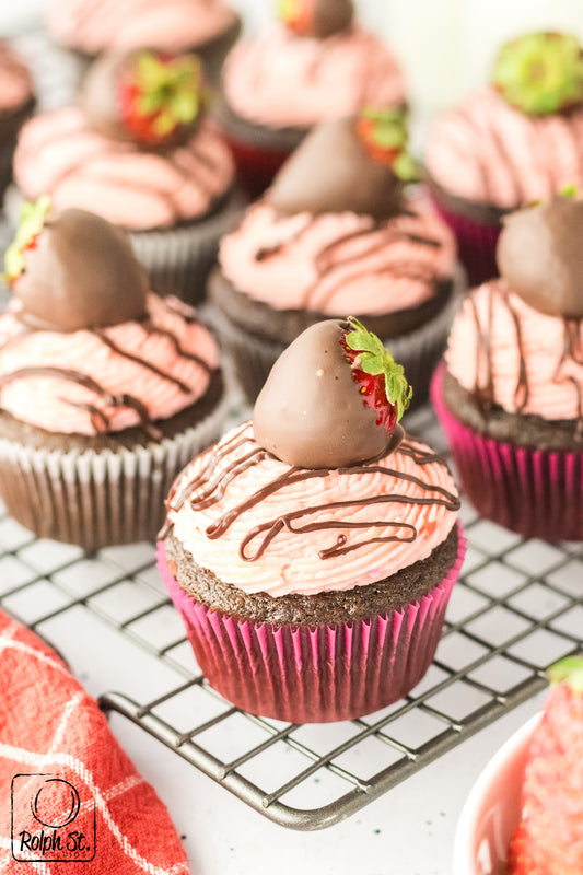 Exclusive Chocolate Dipped Strawberry Cupcakes