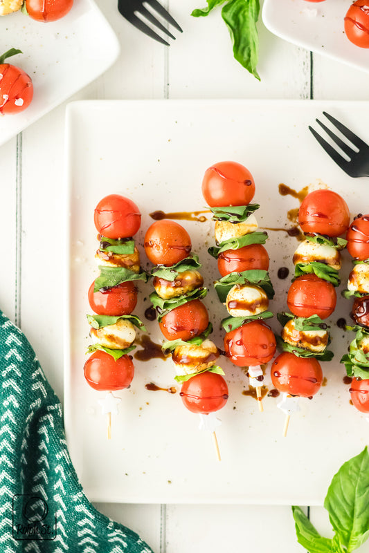 Mini Exclusive Caprese Skewers with Balsamic Glaze