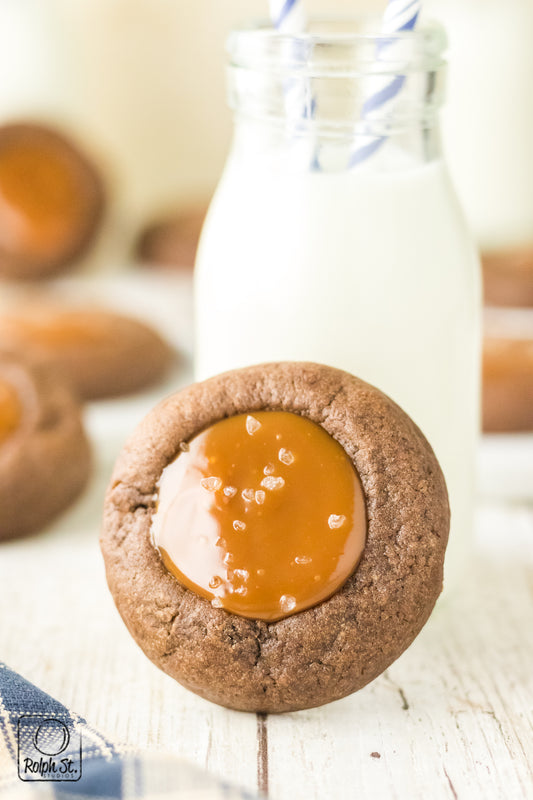 Exclusive Chocolate Caramel Thumbprint Cookies