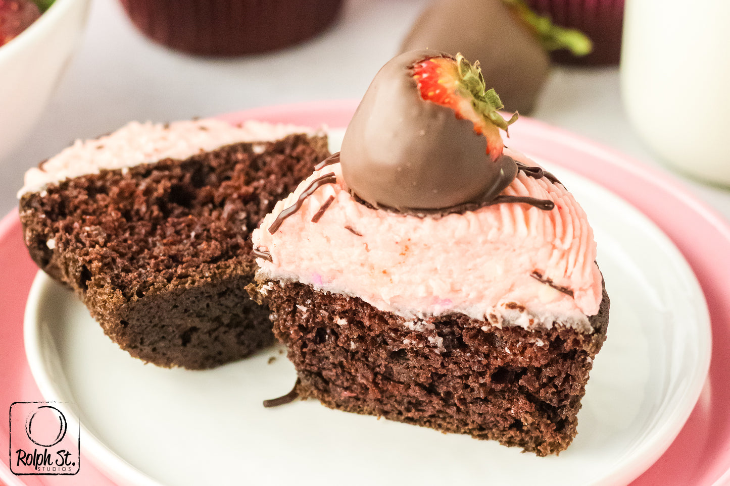 Exclusive Chocolate Dipped Strawberry Cupcakes