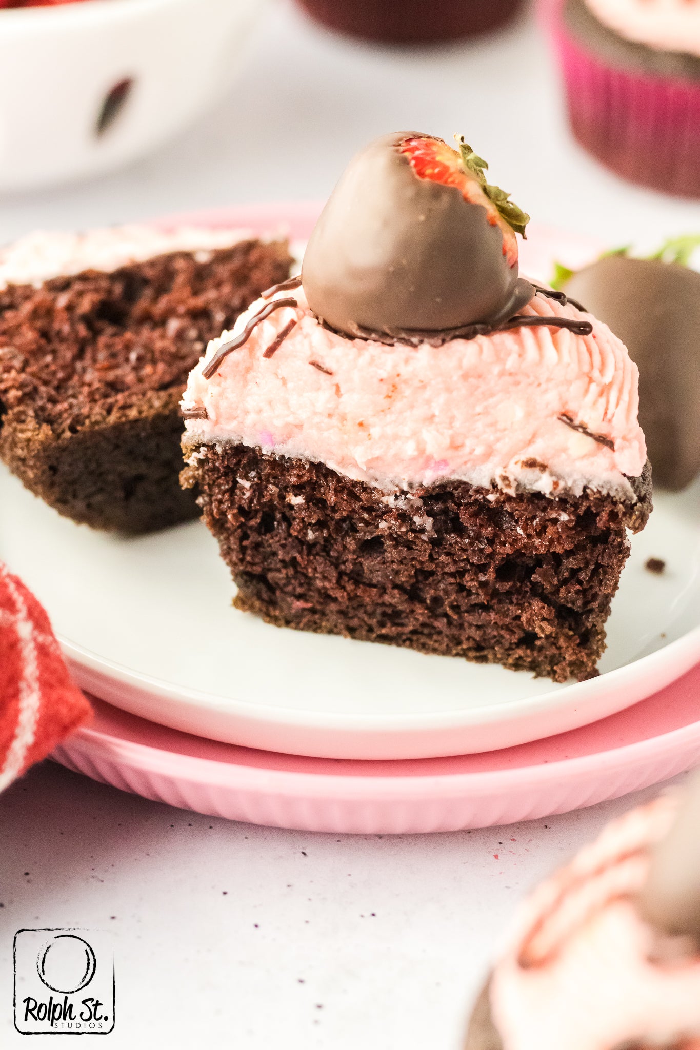 Exclusive Chocolate Dipped Strawberry Cupcakes
