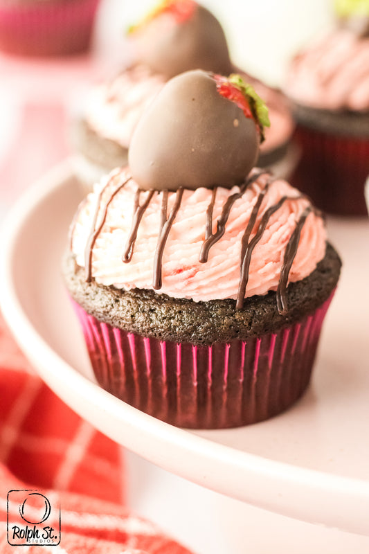 Exclusive Chocolate Dipped Strawberry Cupcakes