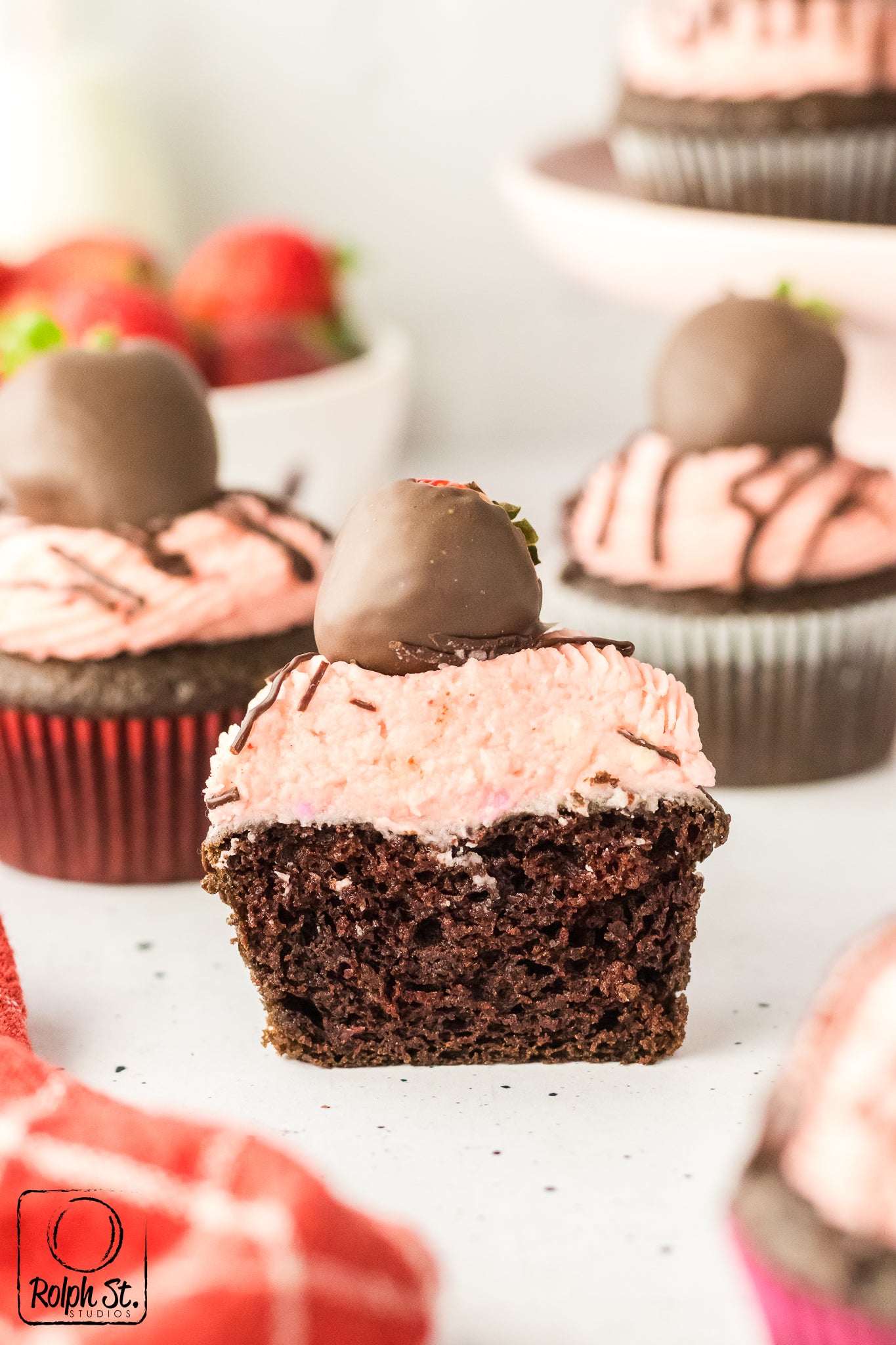 Exclusive Chocolate Dipped Strawberry Cupcakes