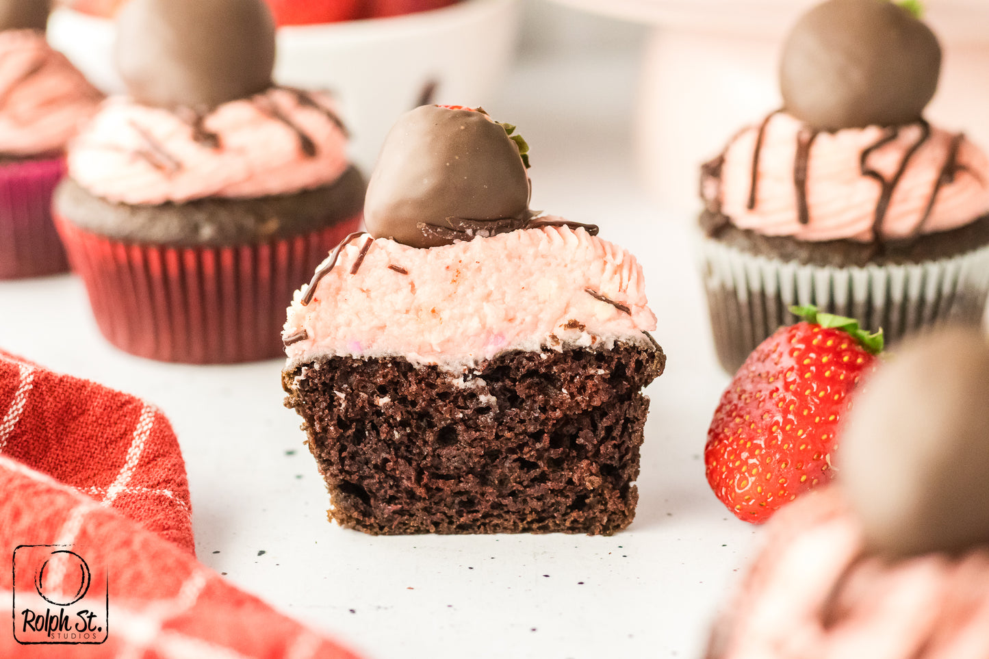 Exclusive Chocolate Dipped Strawberry Cupcakes
