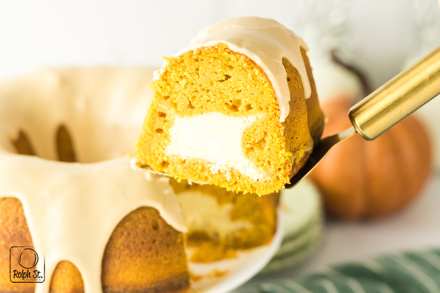 Exclusive Pumpkin Cheesecake Bundt Cake with Maple Glaze