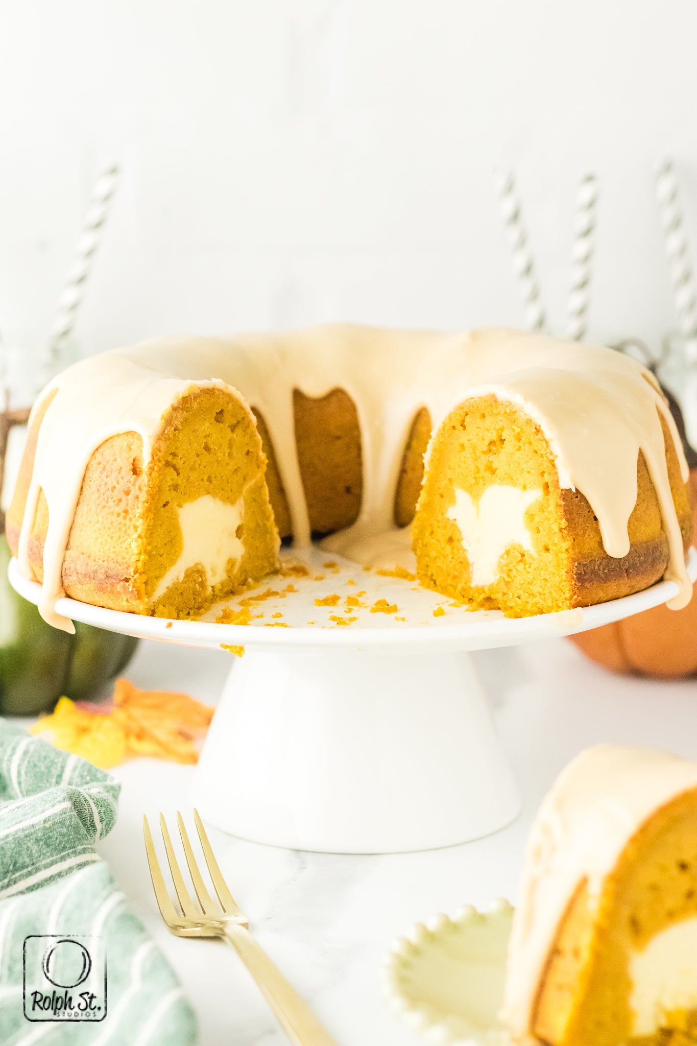 Exclusive Pumpkin Cheesecake Bundt Cake with Maple Glaze